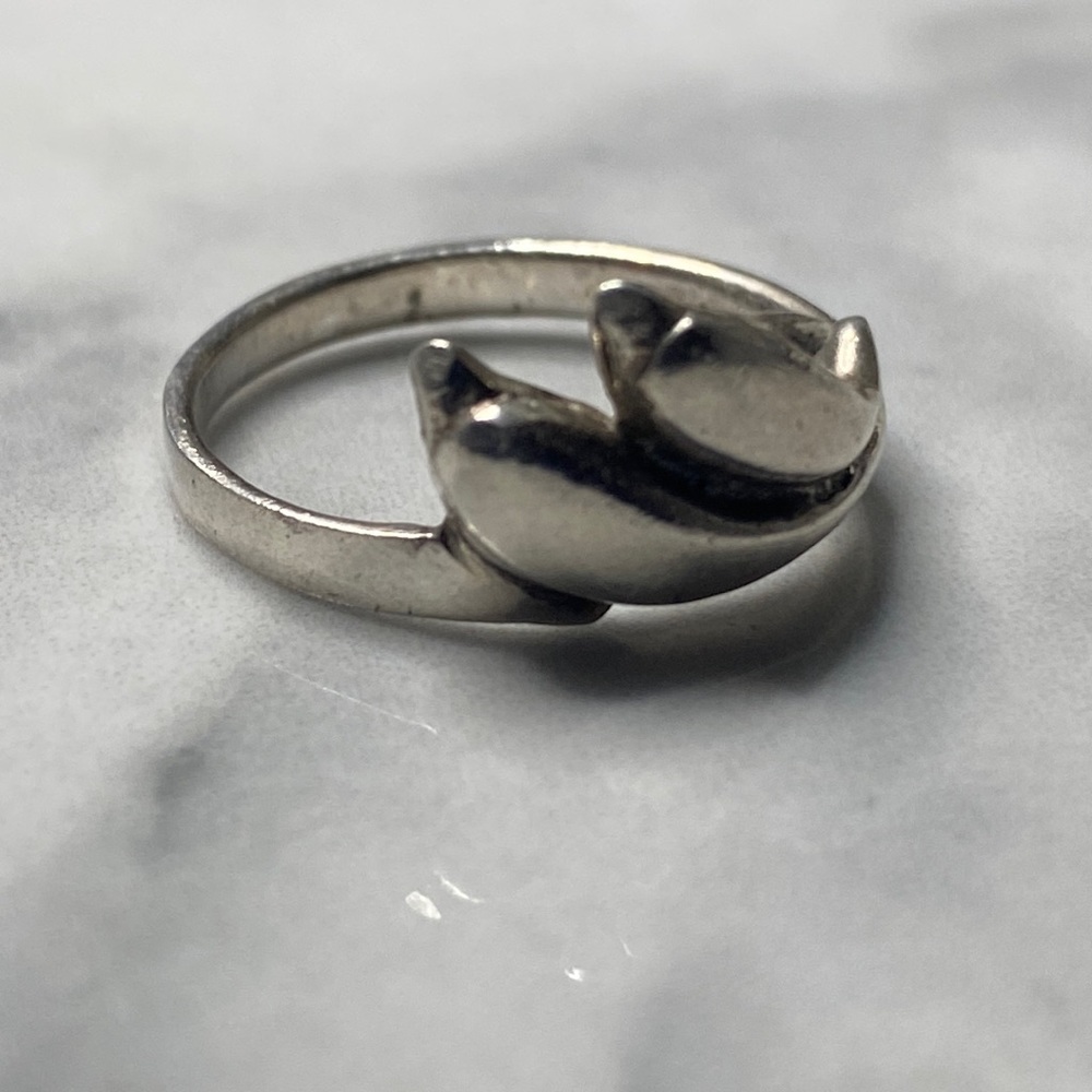Double dolphin silver‎ ring size 7 sterling silver 925